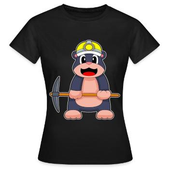 Maulwurf Bergarbeiter Spitzhacke Bergbau - Frauen T-Shirt - Schwarz - Vorne - AI Model Female 172 dark (172cm)