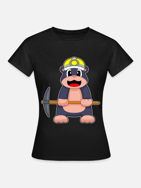 Maulwurf Bergarbeiter Spitzhacke Bergbau - Frauen T-Shirt - Schwarz