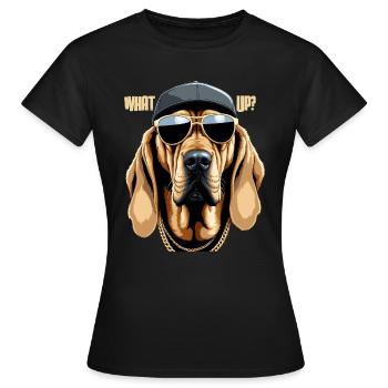 Bloodhound Was geht Gangsta Hund Geschenk - Frauen T-Shirt - Schwarz - Vorne - AI Model Female 172 dark (172cm)