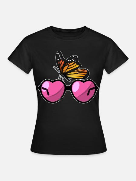 Schmetterling Sonnenbrille - Frauen T-Shirt - Schwarz