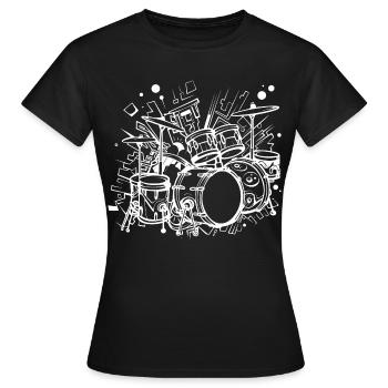 Drum Kit Line Art - Frauen T-Shirt - Schwarz - Vorne - AI Model Female 172 dark (172cm)