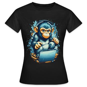 Clever Gaming Monkey - Frauen T-Shirt - Schwarz - Vorne - AI Model Female 172 dark (172cm)
