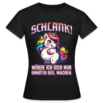 Mince et sûr de lui : une déclaration ironique - T-shirt Femme - noir - Devant - AI Model Female 172 dark (172cm)
