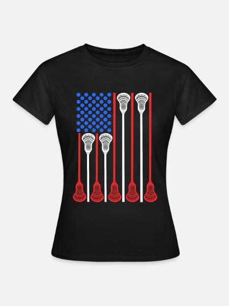 USA 4. Juli Lacrosse - Frauen T-Shirt - Schwarz