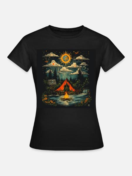Camping unter den Sternen - Frauen T-Shirt - Schwarz