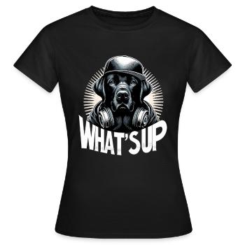 Schwarzer Labrador Gangster Was geht ab Geschenk - Frauen T-Shirt - Schwarz - Vorne - AI Model Female 172 dark (172cm)