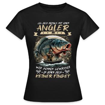 Never mess with a fisherman! - Women's T-Shirt - black - Front - AI Model Female 172 dark (172cm)