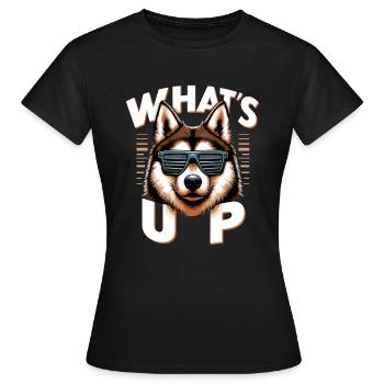 Laika Was geht ab Gangsta Hund Geschenk - Frauen T-Shirt - Schwarz - Vorne - AI Model Female 172 dark (172cm)