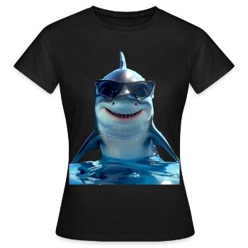 Requin Requin Requin Tigre Requin Requin Gris Grand Requin Blanc - T-shirt Femme - noir - Devant - AI Model Female 172 dark (172cm)