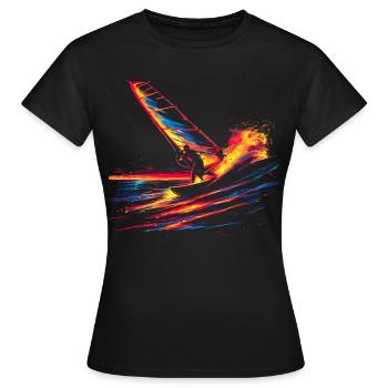 Oldschool Windsurfen - Frauen T-Shirt - Schwarz - Vorne - AI Model Female 172 dark (172cm)