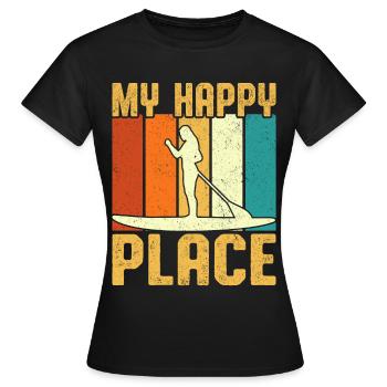 My Happy Place Girl Paddle Board Retro Vintage - Women's T-Shirt - black - Front - AI Model Female 172 dark (172cm)