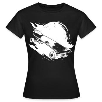 Skateboard Zeichnung - Frauen T-Shirt - Schwarz - Vorne - AI Model Female 172 dark (172cm)