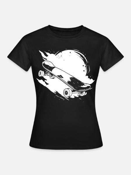 Skateboard Zeichnung - Frauen T-Shirt - Schwarz