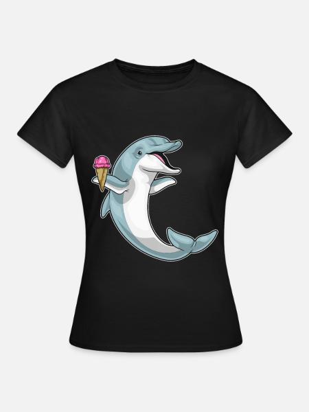 Delfin Waffeleis - Frauen T-Shirt - Schwarz