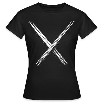Drumsticks Drawing - Women's T-Shirt - black - Front - AI Model Female 172 dark (172cm)