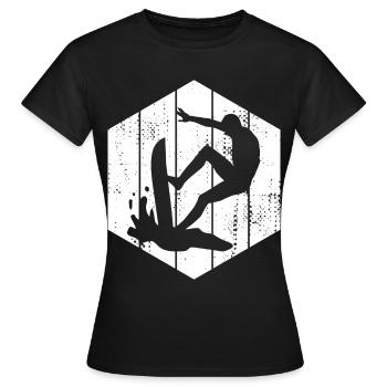 Wellenreiter Skizze - Frauen T-Shirt - Schwarz - Vorne - AI Model Female 172 dark (172cm)