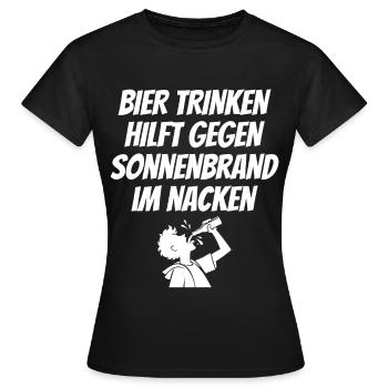 Bier Trinken Hilft Gegen Sonnenbrand im Nacken - Frauen T-Shirt - Schwarz - Vorne - AI Model Female 172 dark (172cm)