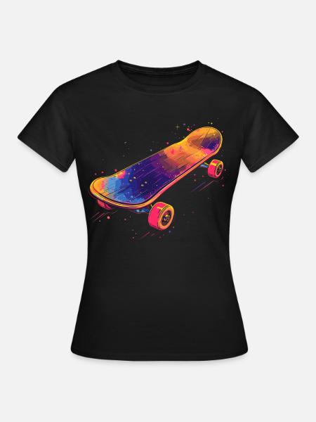 Skateboard Illustration - Frauen T-Shirt - Schwarz