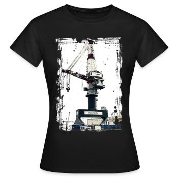 Rostock Port Liebherrr Kran - Frauen T-Shirt - Schwarz - Vorne - AI Model Female 172 dark (172cm)