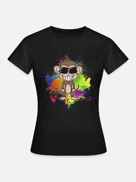 Bunter-Sommer-Affe - Frauen T-Shirt - Schwarz