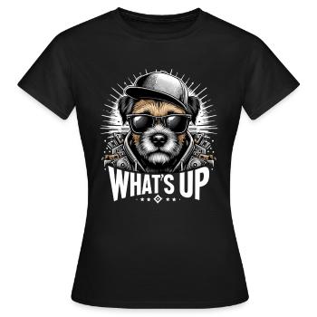 Border Terrier Was geht ab Cappy Geschenk - Frauen T-Shirt - Schwarz - Vorne - AI Model Female 172 dark (172cm)