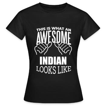 Inde Inde Inde - T-shirt Femme - noir - Devant - AI Model Female 172 dark (172cm)