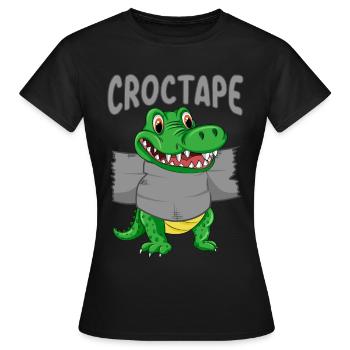 Ruban Croco | Crocodile Baby avec ruban Croco - T-shirt Femme - noir - Devant - AI Model Female 172 dark (172cm)