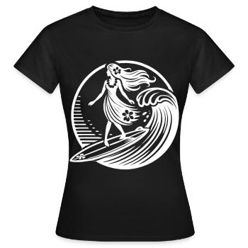 Plage florale vintage de Surf Girl hawaïenne - T-shirt Femme - noir - Devant - AI Model Female 172 dark (172cm)