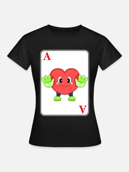 Herz Poker Pokerkarten - Frauen T-Shirt - Schwarz