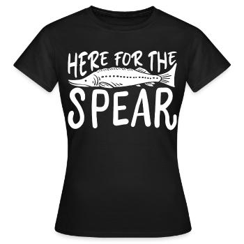 Hier für den Speer - Frauen T-Shirt - Schwarz - Vorne - AI Model Female 172 dark (172cm)
