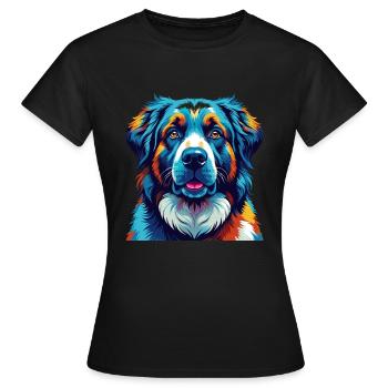 Chien de berger d’Asie centrale Race Dessin animé Kawaii - T-shirt Femme - noir - Devant - AI Model Female 172 dark (172cm)
