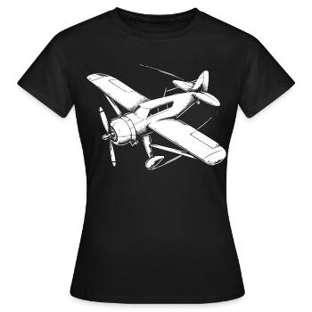Dessin de plan d’hélice - T-shirt Femme - noir - Devant - AI Model Female 172 dark (172cm)