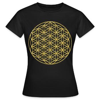 Flower of Life Gold | Blume des Lebens Gold - Frauen T-Shirt - Schwarz - Vorne - AI Model Female 172 dark (172cm)