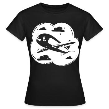 Dessin de l’avion d’hélice - T-shirt Femme - noir - Devant - AI Model Female 172 dark (172cm)