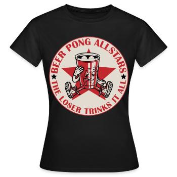 Beer Pong Allstars | Les couleurs peuvent être modifiées - T-shirt Femme - noir - Devant - AI Model Female 172 dark (172cm)