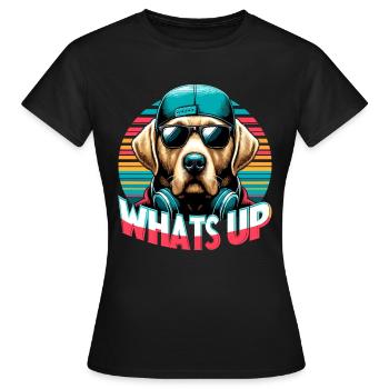 Dudley Labrador Was geht ab cooler Hund Geschenk - Frauen T-Shirt - Schwarz - Vorne - AI Model Female 172 dark (172cm)