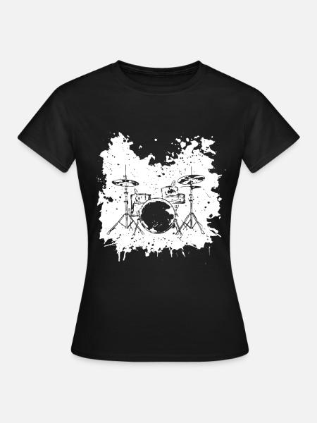 Drumkit Zeichnung - Frauen T-Shirt - Schwarz