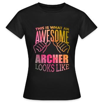 Bogenschießen Bogenschießen Bogenschießen - Frauen T-Shirt - Schwarz - Vorne - AI Model Female 172 dark (172cm)