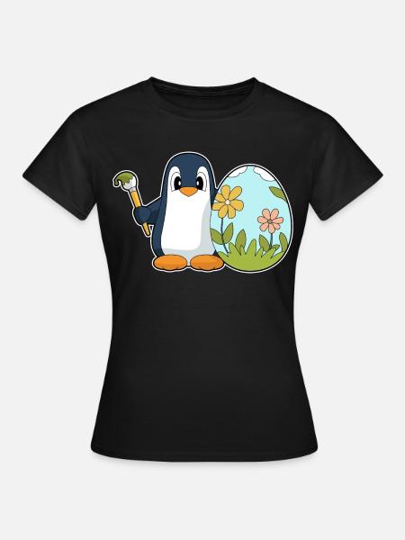 Pinguin Ostern Osterei - Frauen T-Shirt - Schwarz