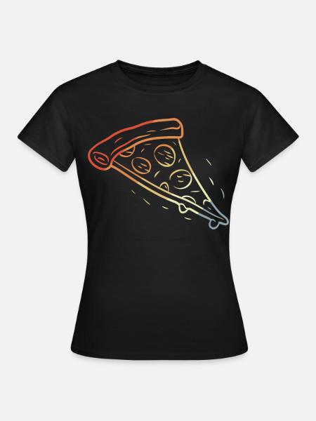 Retro Pizza Scheibe Skizze - Frauen T-Shirt - Schwarz