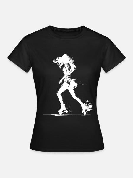 Rollschuhfahrerin Zeichnung - Frauen T-Shirt - Schwarz