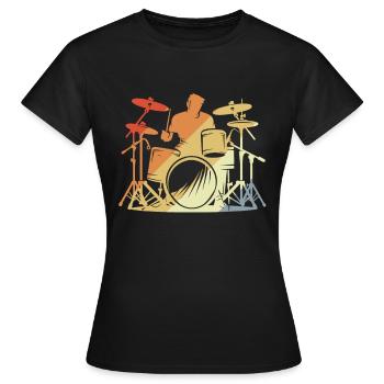 Schlagzeuger Retro Style - Frauen T-Shirt - Schwarz - Vorne - AI Model Female 172 dark (172cm)