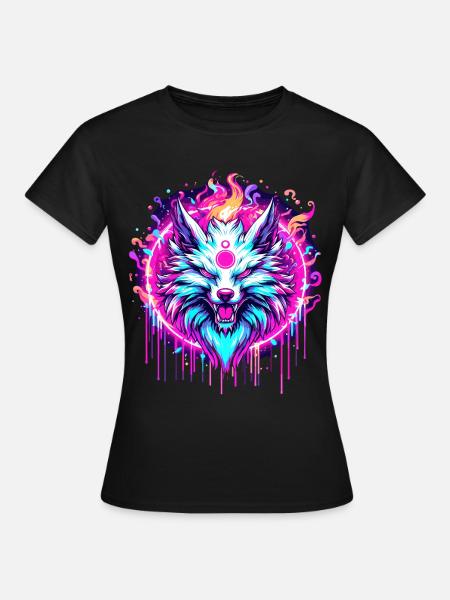 Psychedelischer Fuchs - Frauen T-Shirt - Schwarz