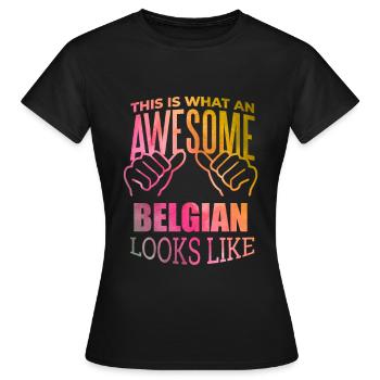 Belgique Belgique Belgique - T-shirt Femme - noir - Devant - AI Model Female 172 dark (172cm)