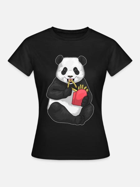 Panda Pommes frites - Frauen T-Shirt - Schwarz