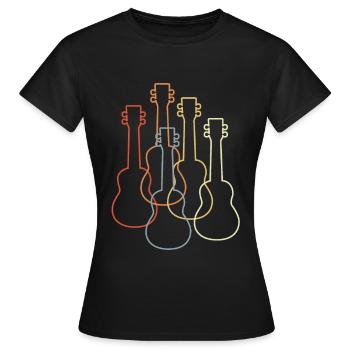 Vintage Ukulelen - Frauen T-Shirt - Schwarz - Vorne - AI Model Female 172 dark (172cm)
