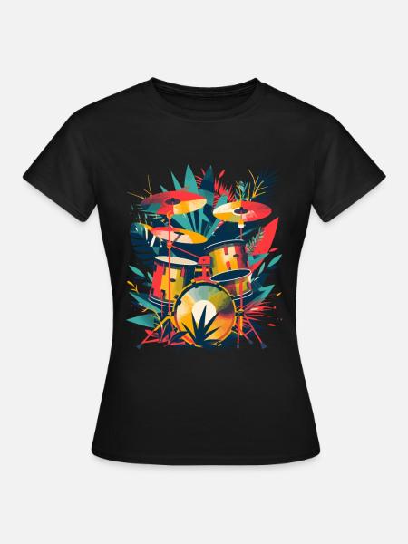 Drum Set Illustration - Frauen T-Shirt - Schwarz