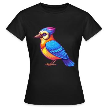 Blue Jay Bunte Kawaii Cartoon Figur Clipart - Frauen T-Shirt - Schwarz - Vorne - AI Model Female 172 dark (172cm)