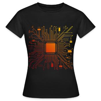 Carte mère d’ordinateur technique Micropuce abstraite - T-shirt Femme - noir - Devant - AI Model Female 172 dark (172cm)