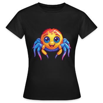 araignée coloré Kawaii personnage de dessin animé Clipart - T-shirt Femme - noir - Devant - AI Model Female 172 dark (172cm)